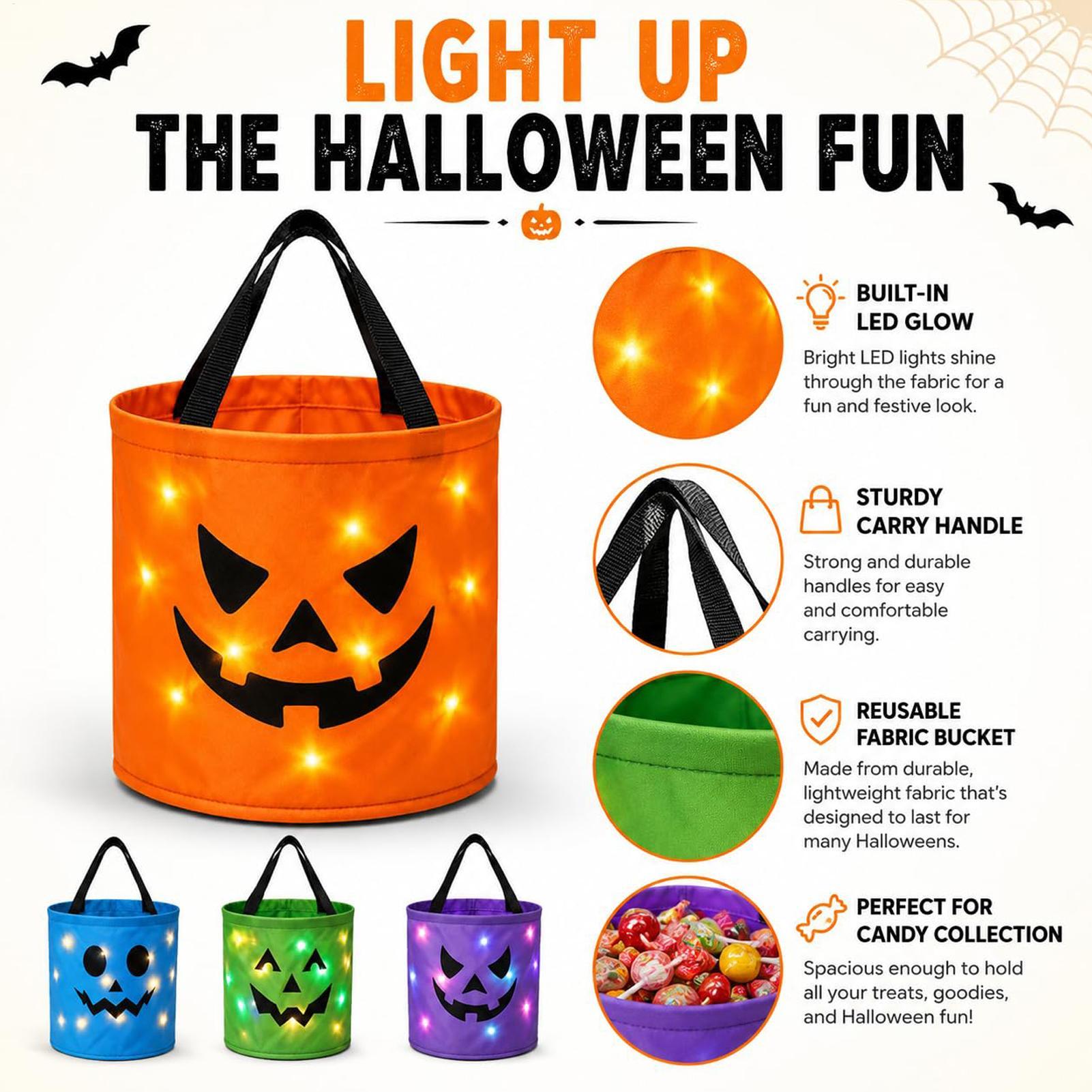 Home Decor Lighting Tricks - 1PC LEDLight Up Halloween Pumpkin Candy