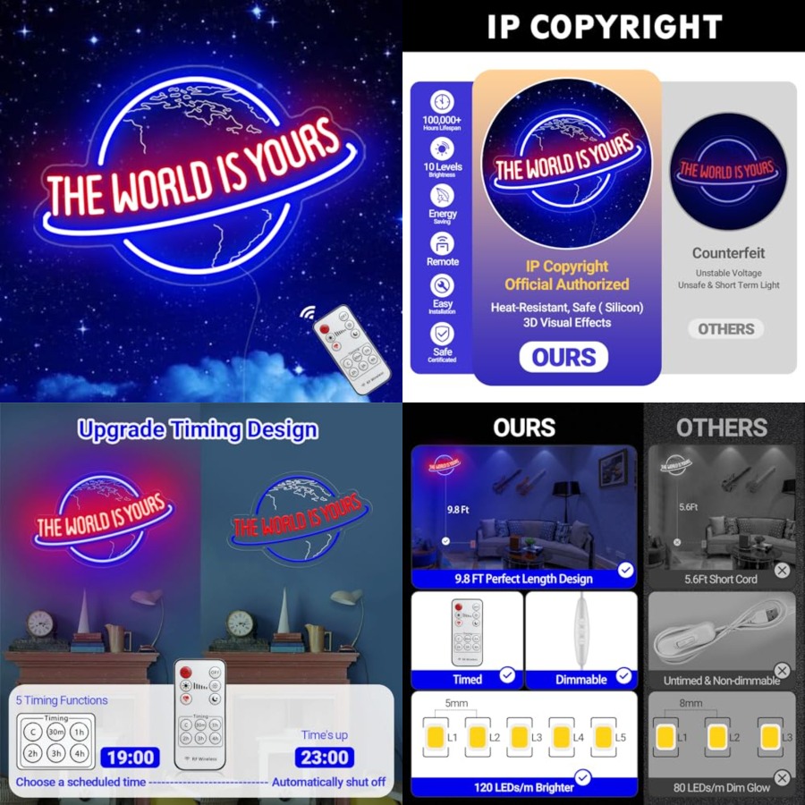 The World Is Yours Neon Sign,  - огляд і ціна Lighting World Decor