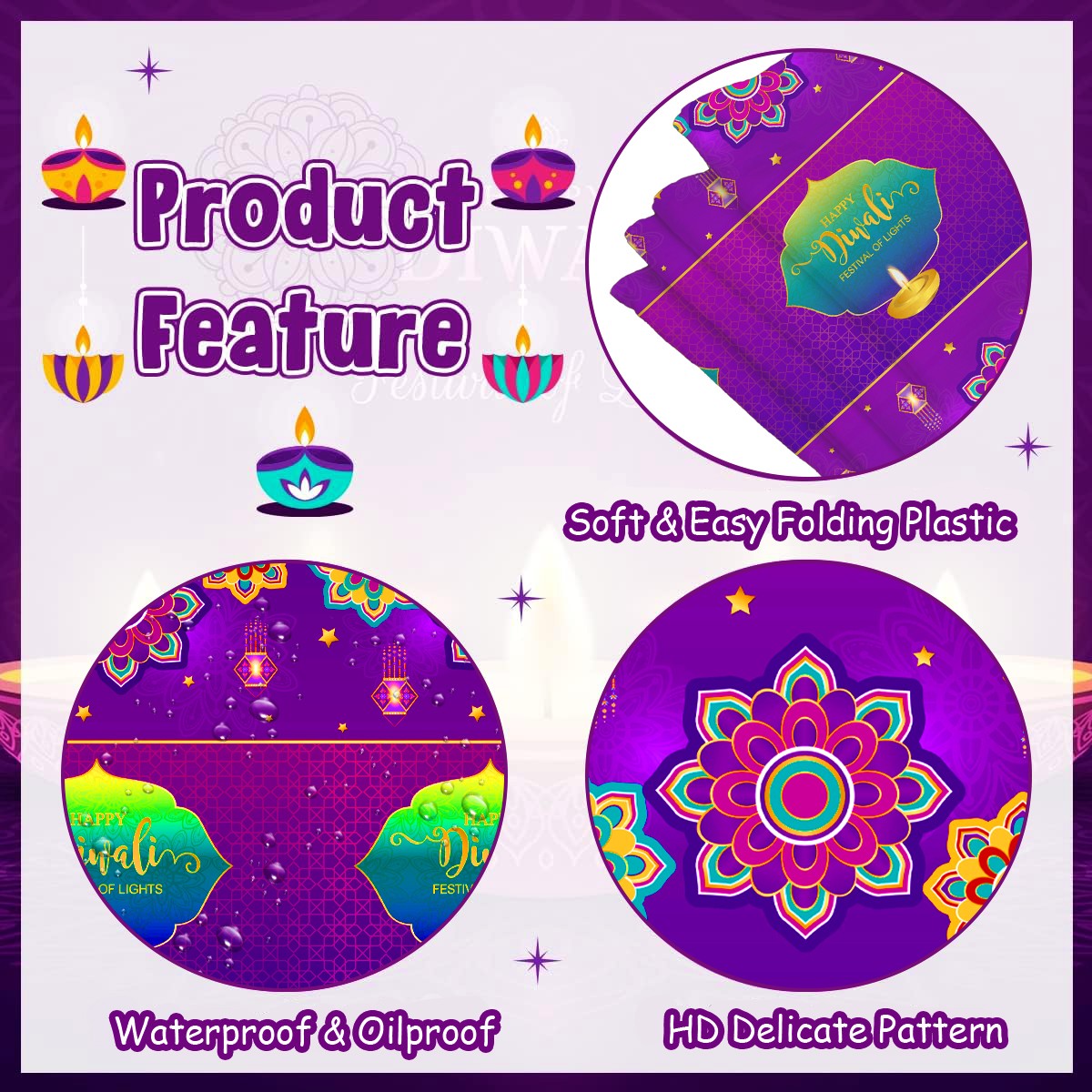 Happy Diwali Tablecloth,India  - огляд і ціна Decor Lighting India