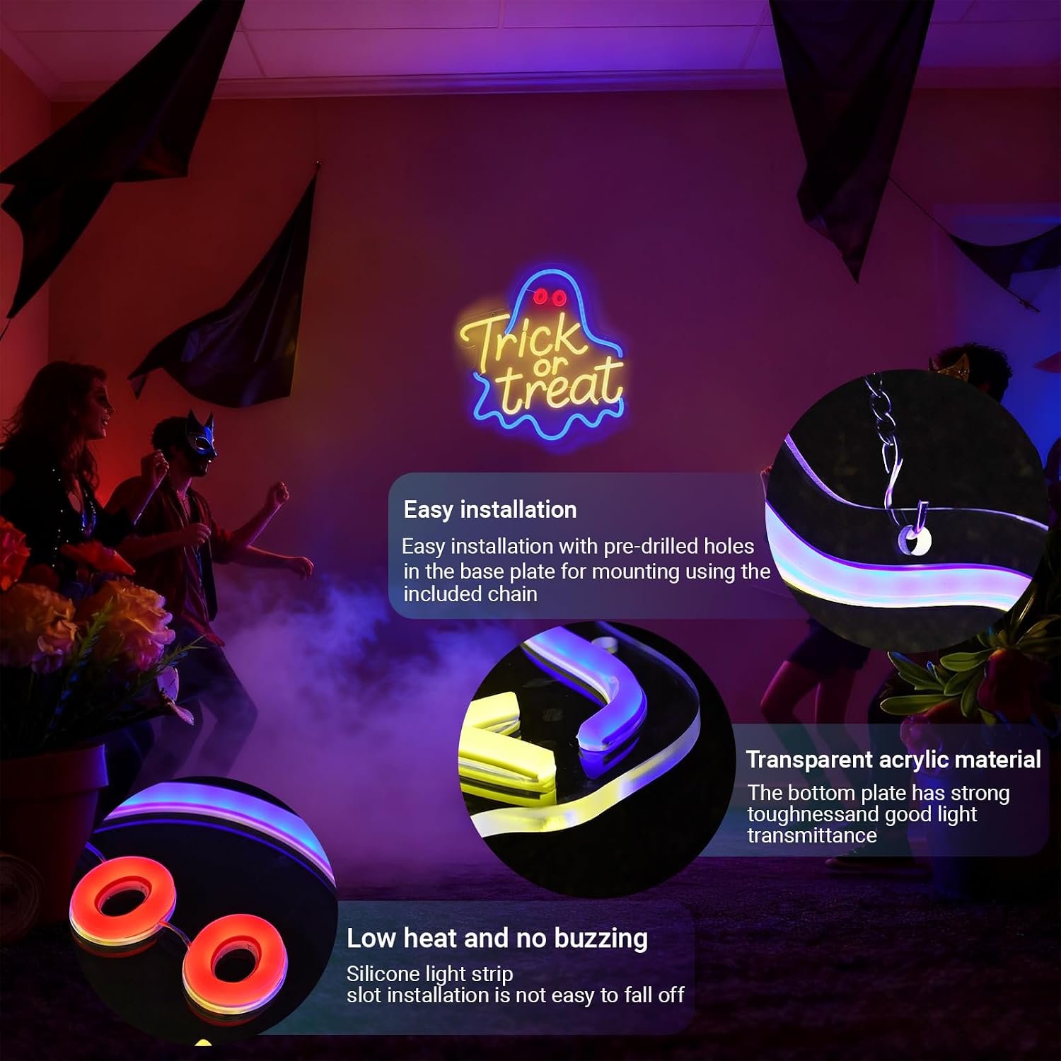 Trick or Treat Ghost Neon Sign - огляд і ціна Home Decor Lighting Tricks